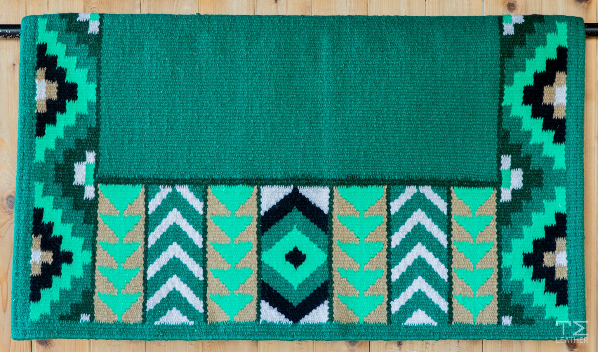 Emerald Green, Bright Green, Sand, Black w/ White Accents Flat Show Blanket