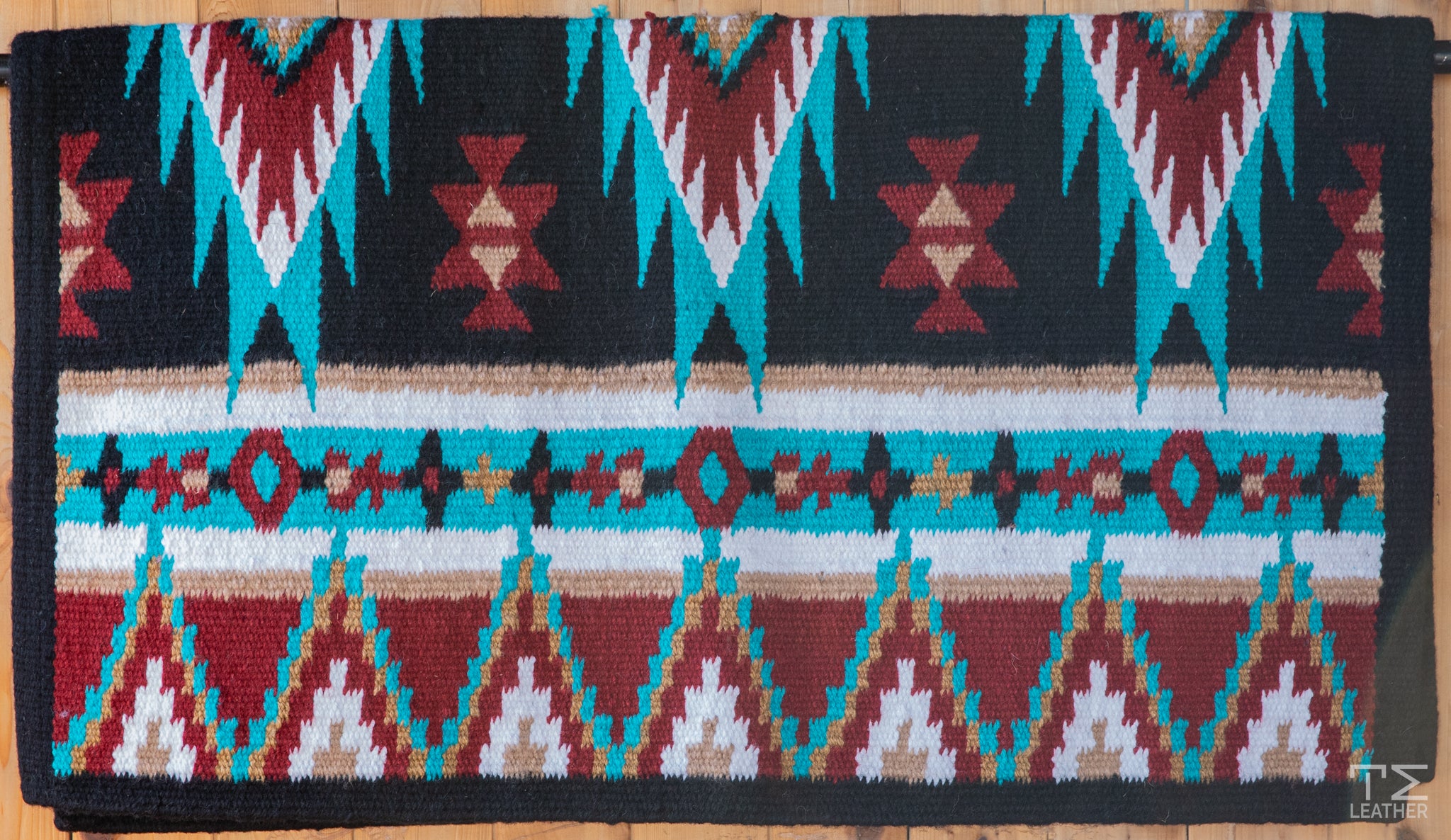 Black, Maroon, Sand, Turquoise w/ White Accents Flat Show Blanket