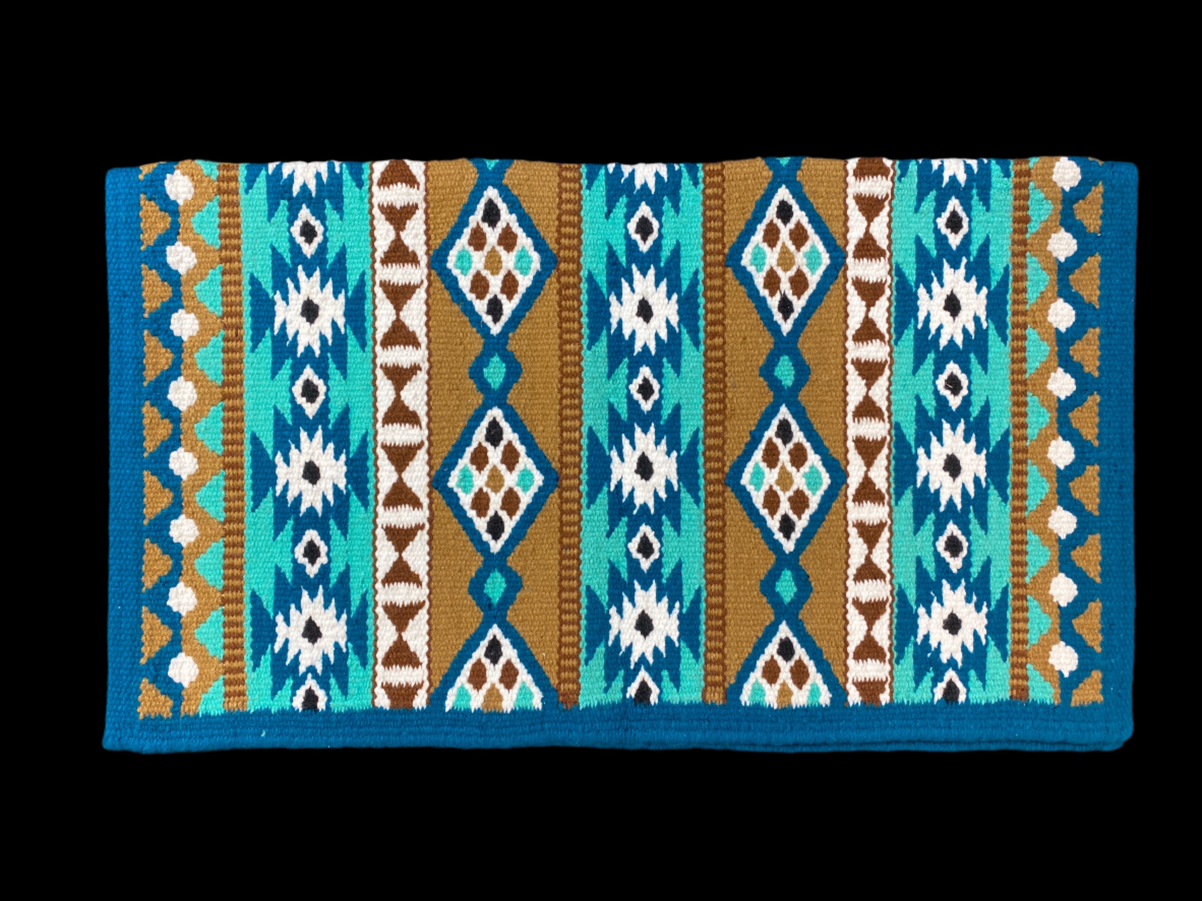 Blue base w/ Teal, Brown, Sand, & White w/ Black Accents Flat Show Blanket