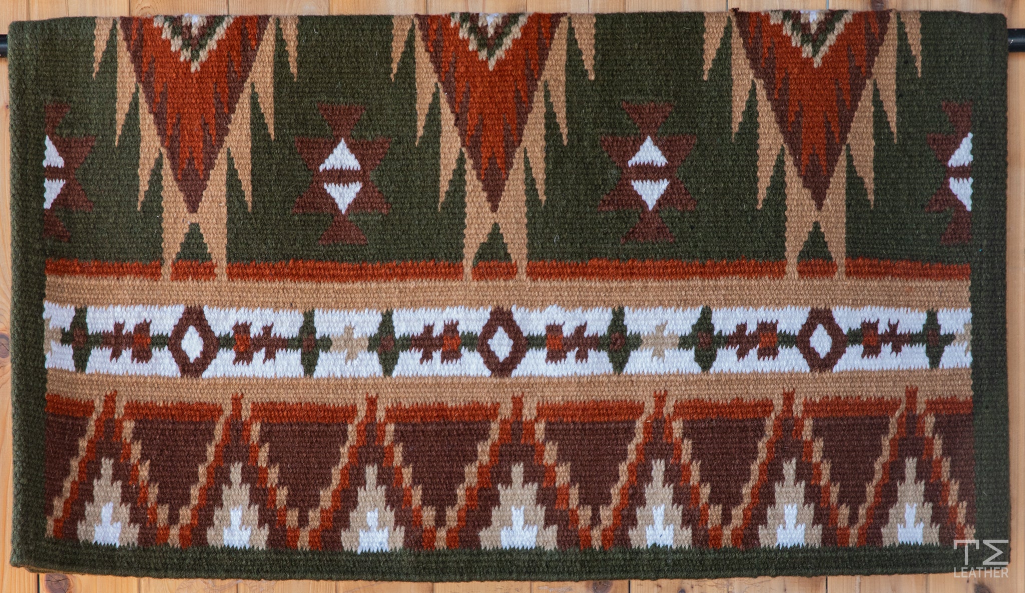 Olive Green, Brown, Sand, Rust w/ White Accents Flat Show Blanket