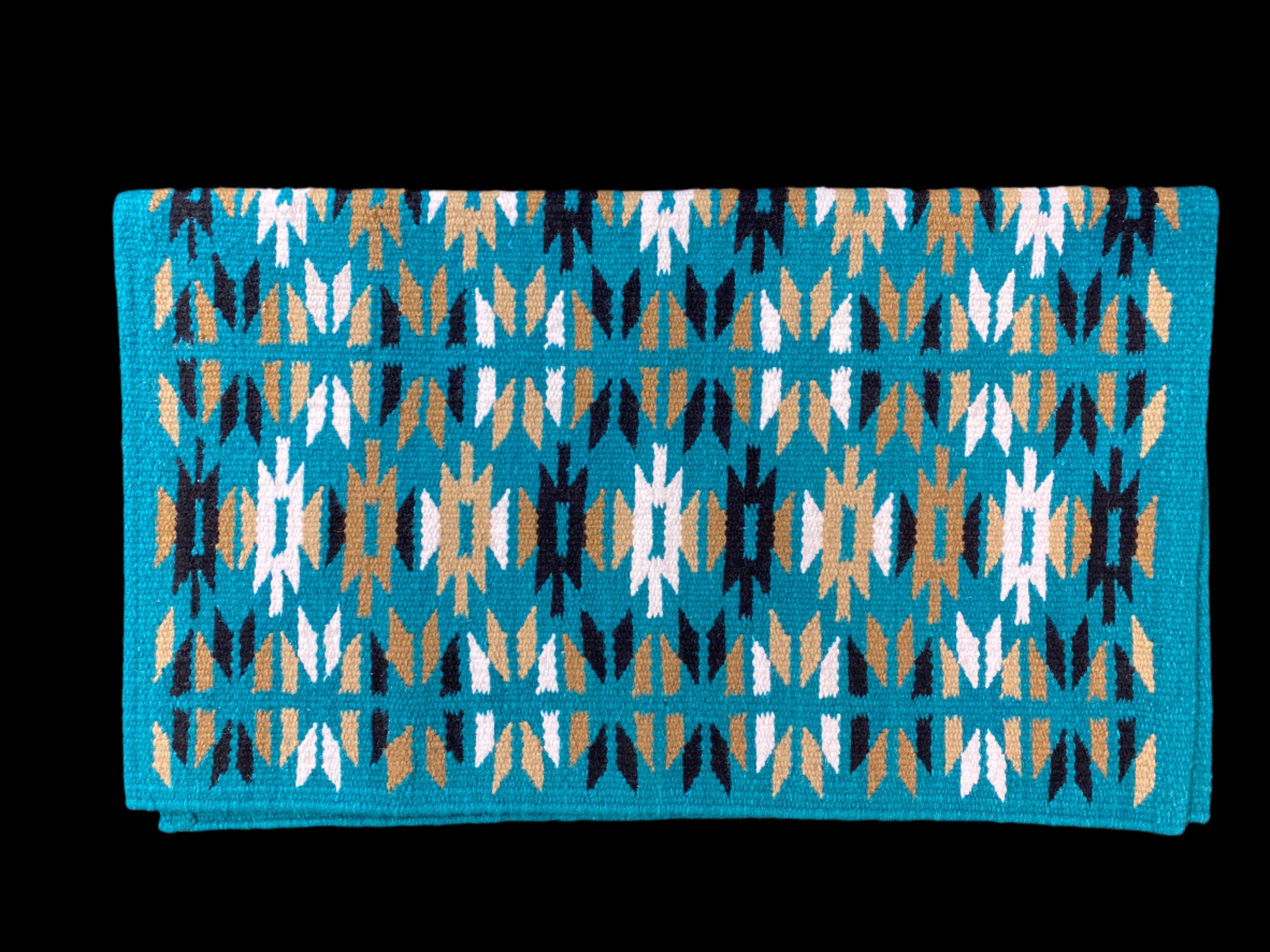 Teal base w/ Black, Tan & White Flat Show Blanket