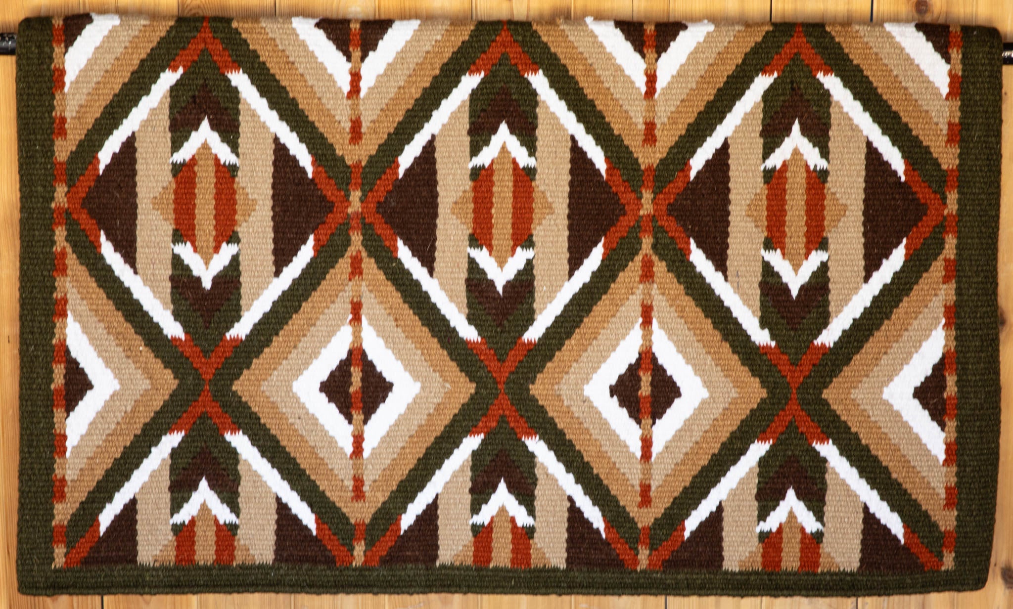 Brown, Olive Green, Rust, Tans w/ White Accents Flat Show Blanket