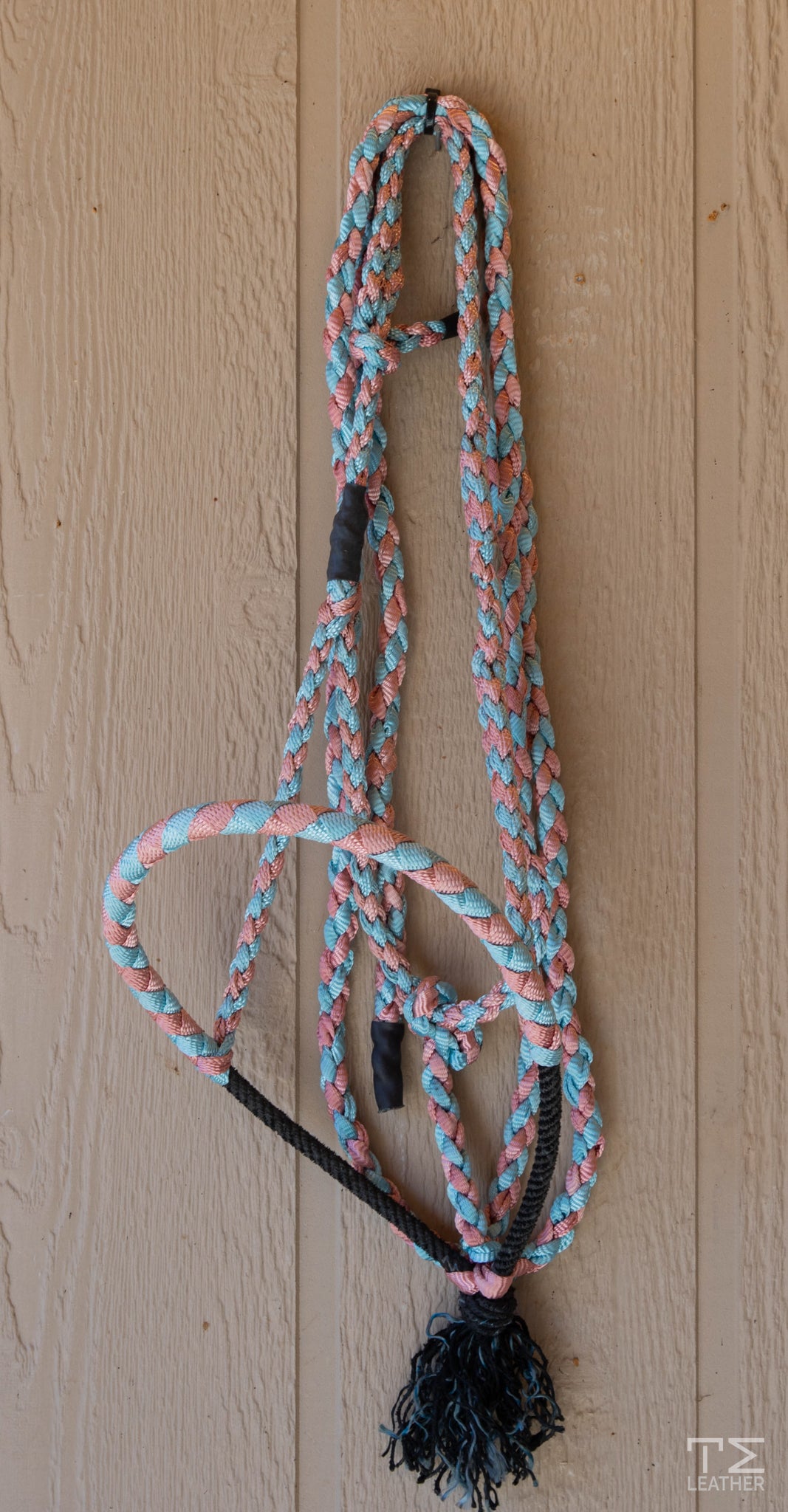 Pink & Light Blue w/ Black Rope Muletape Halter
