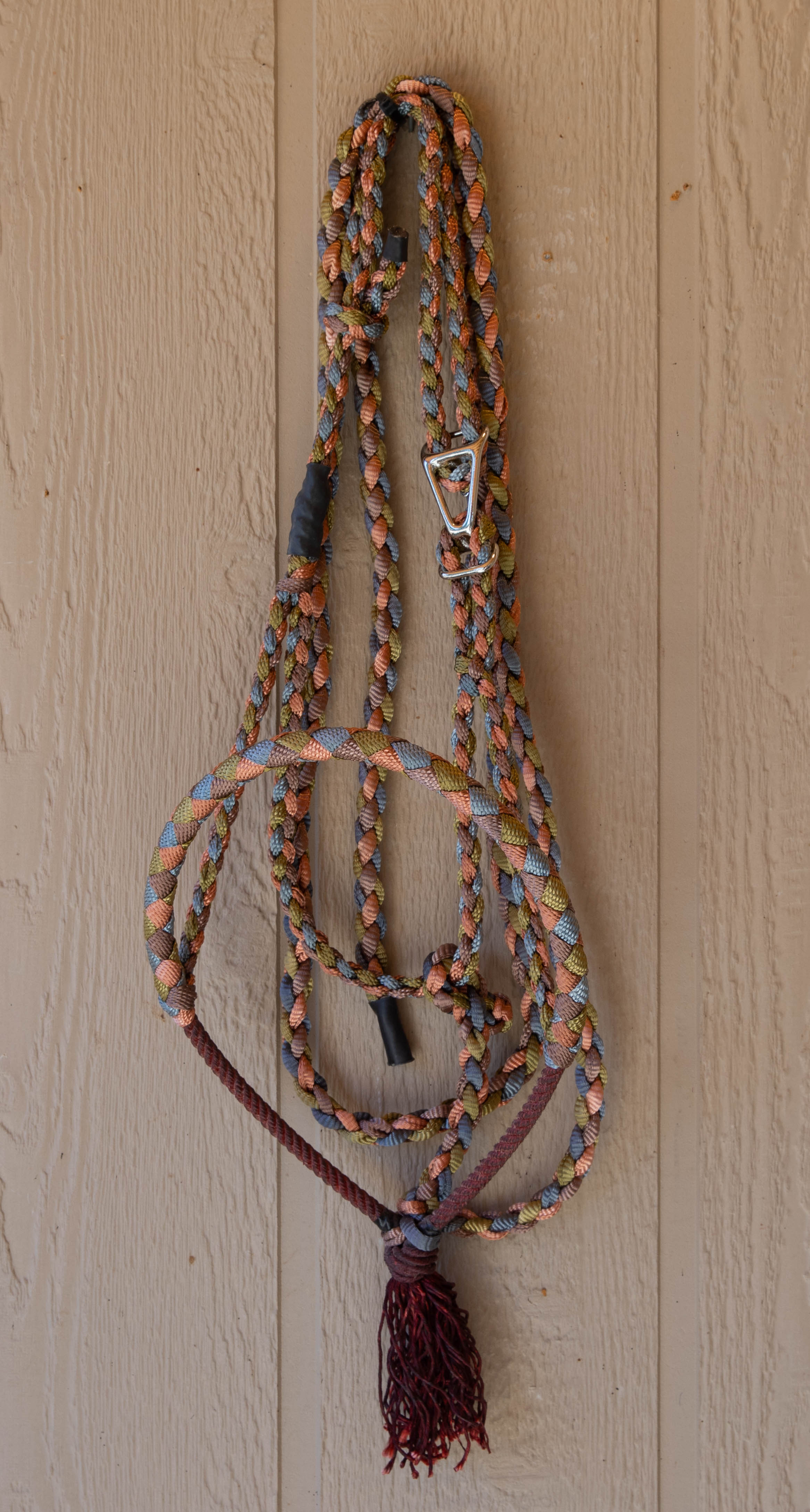 Peach, Gold, Champagne & Gray w/ Red Rope Muletape Cowboy Halter