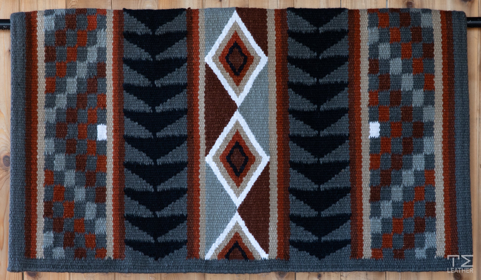 Charcoal Gray, Rust, Brown, Sand, Light Gray, Black w/ White Accents Flat Show Blanket