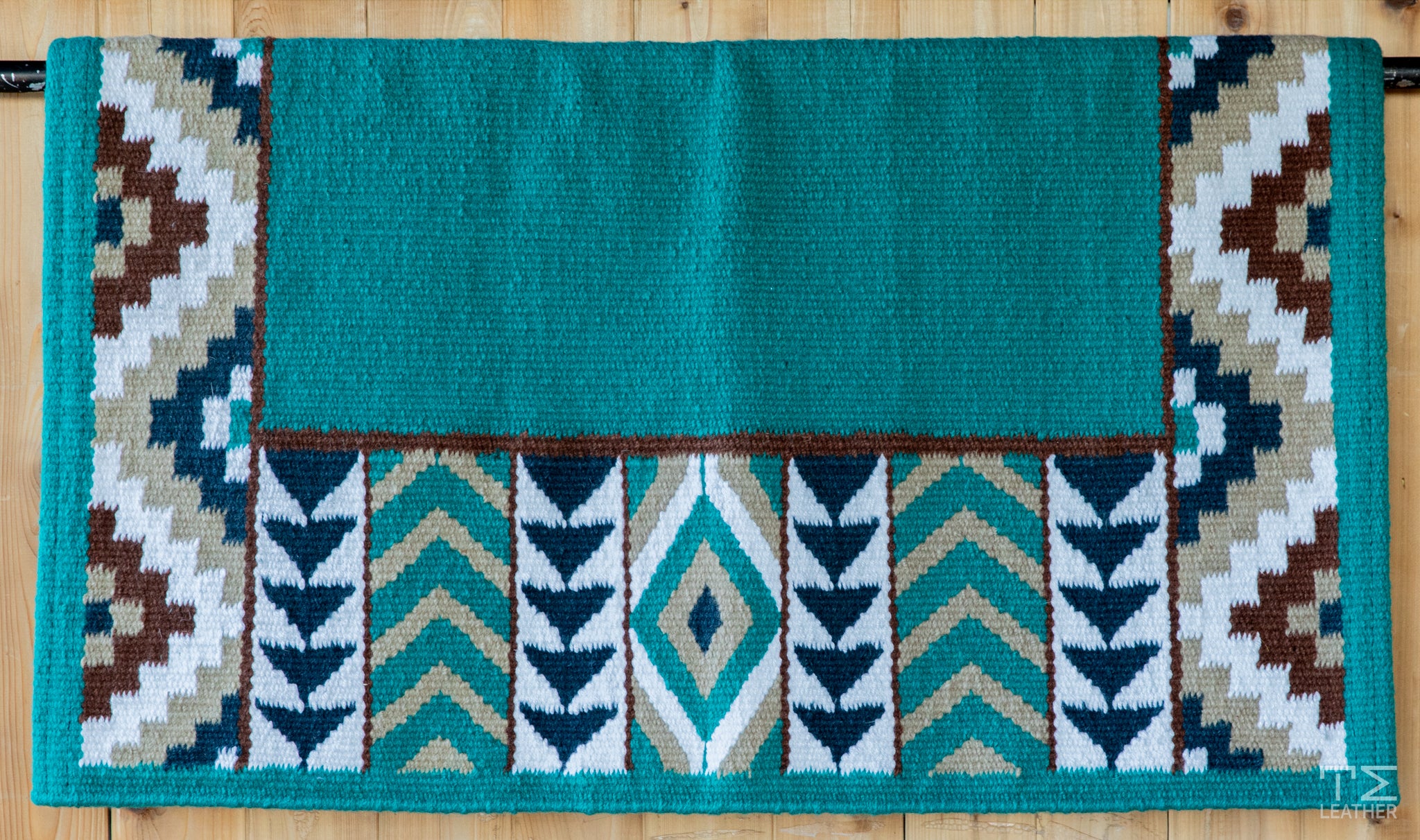 Teal, Navy, Chocolate, Sand w/ White Accents Flat Show Blanket