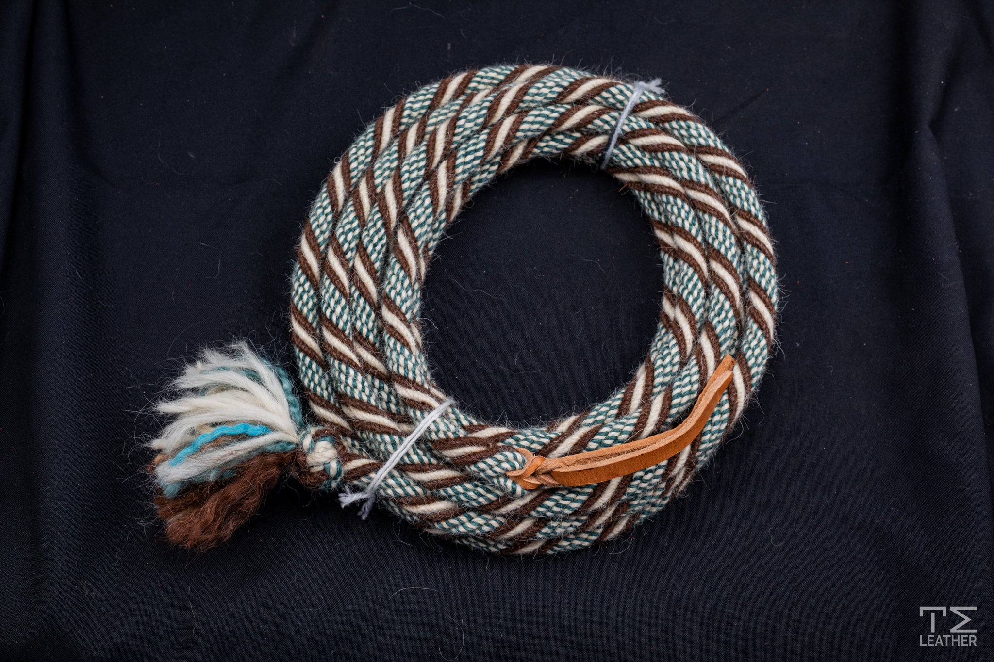 5/8" Teal, Brown & White Mohair Mecate
