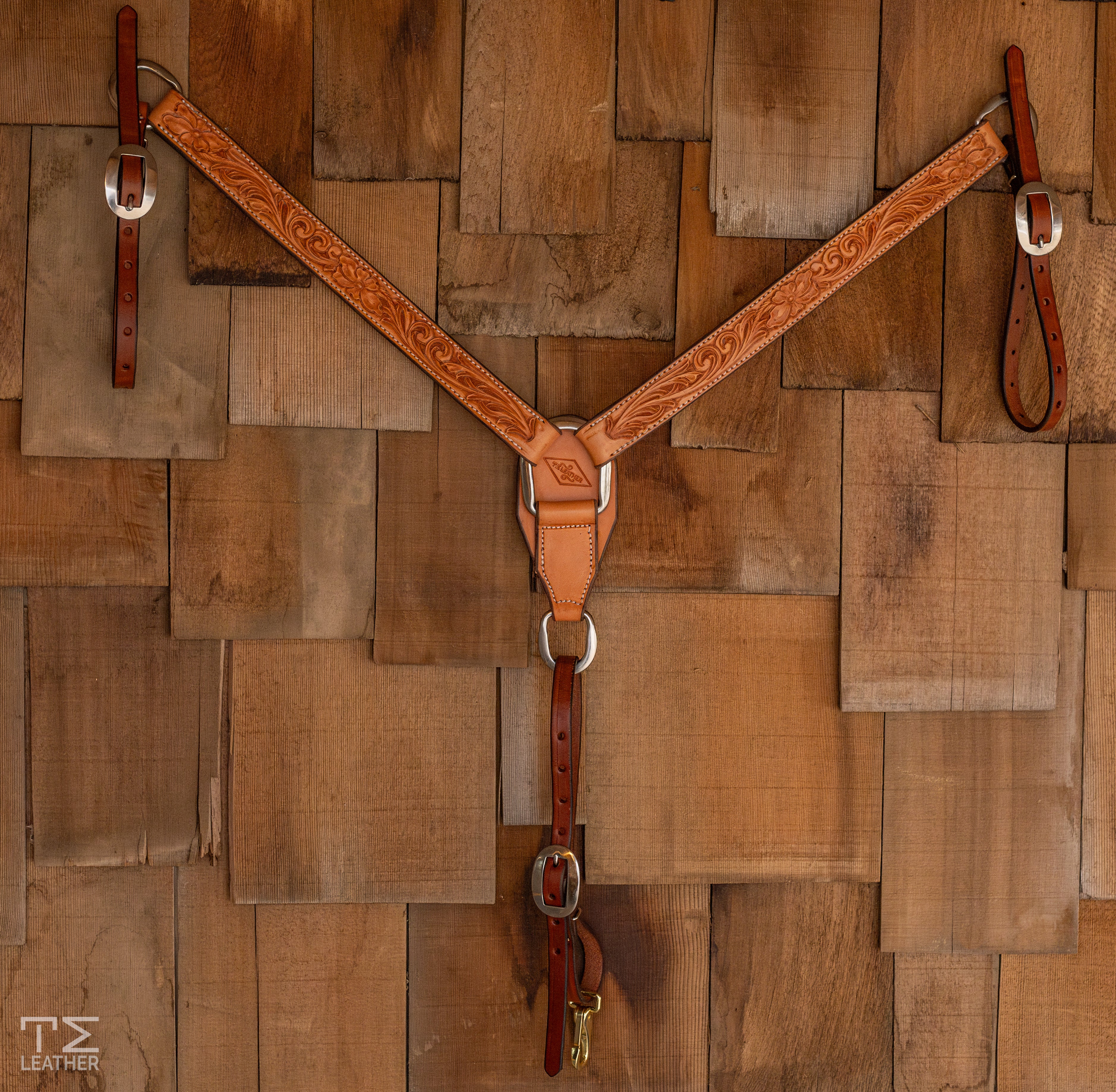 1” Breast Collar Saddle Tan w/ Silver Hardware