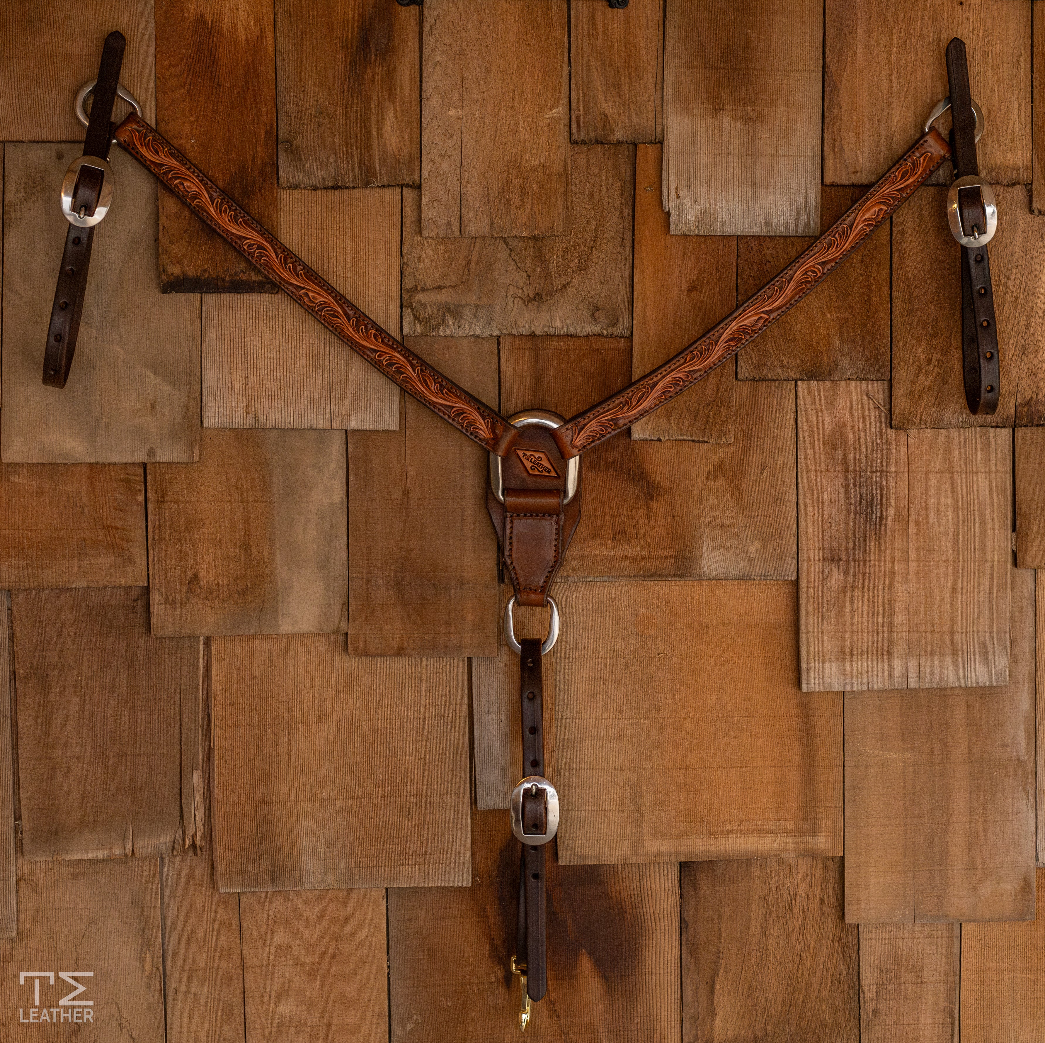 1” Breast Collar Walnut & Light Brown w/ Silver Hardware