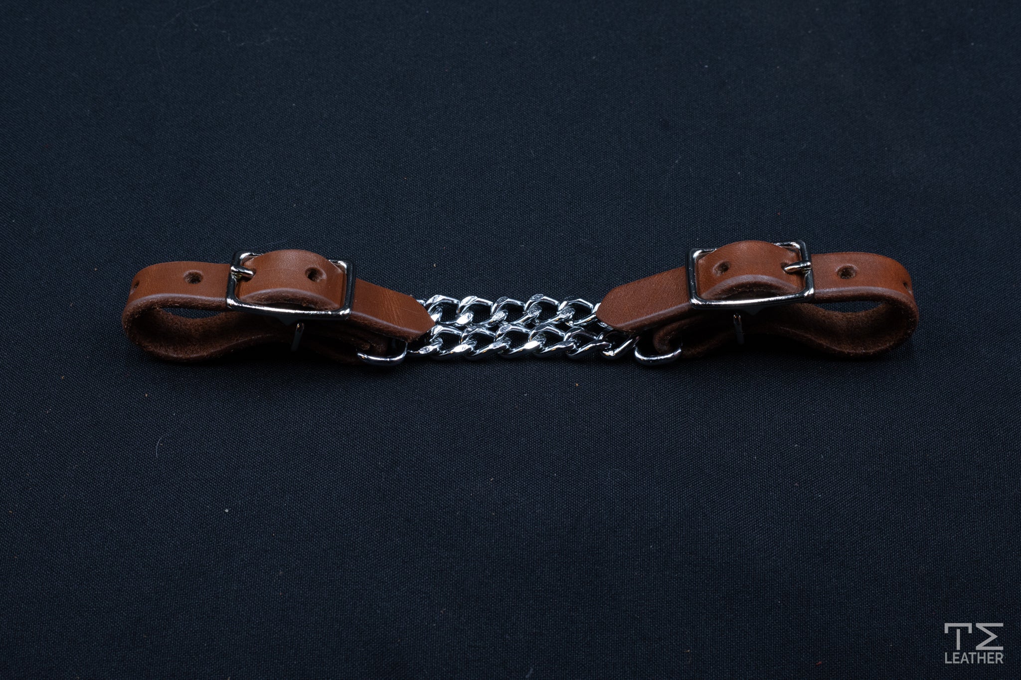 3.5" Double Chain Leather Curb Strap