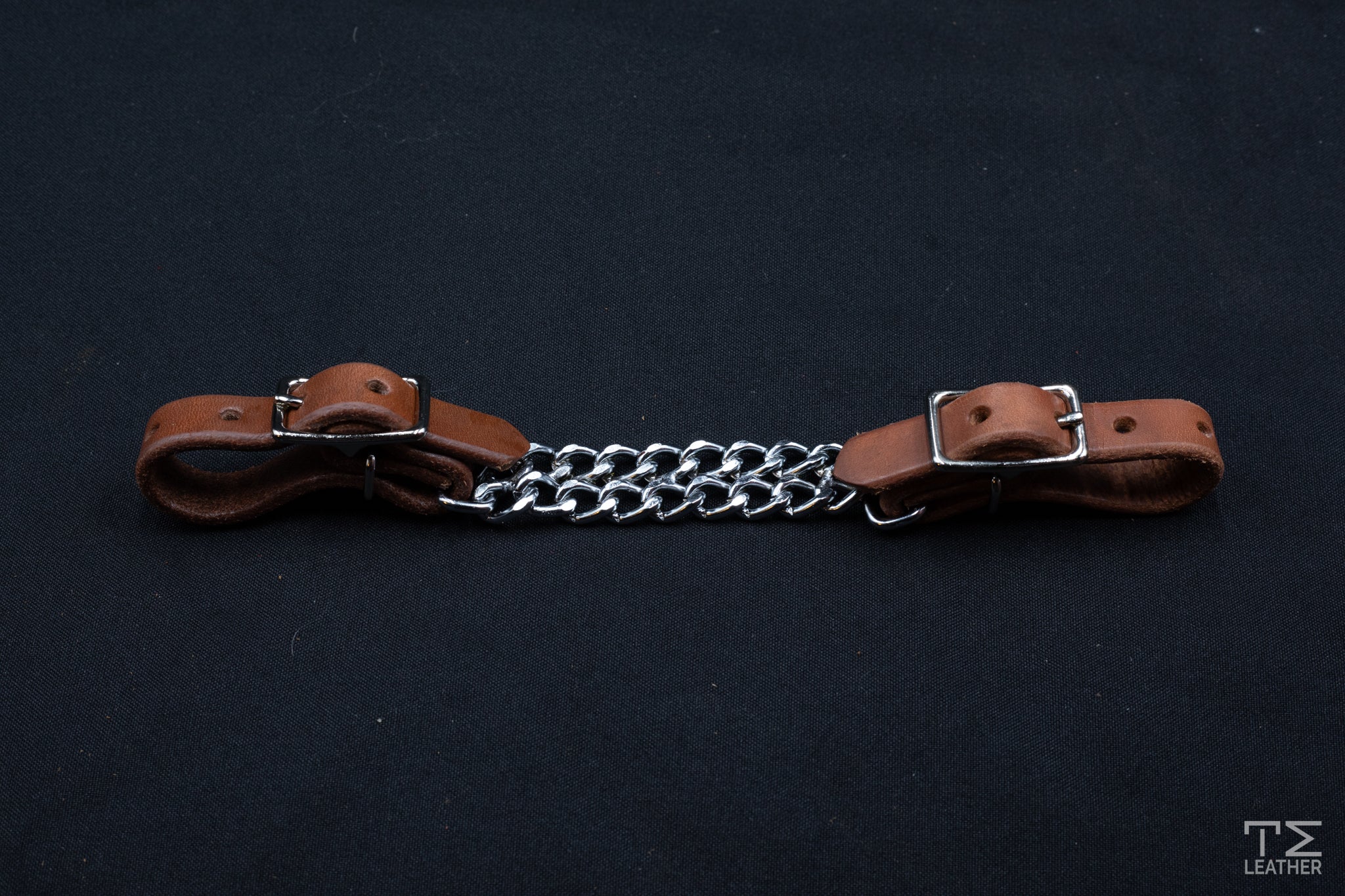 4.5" Double Chain Leather Curb Strap