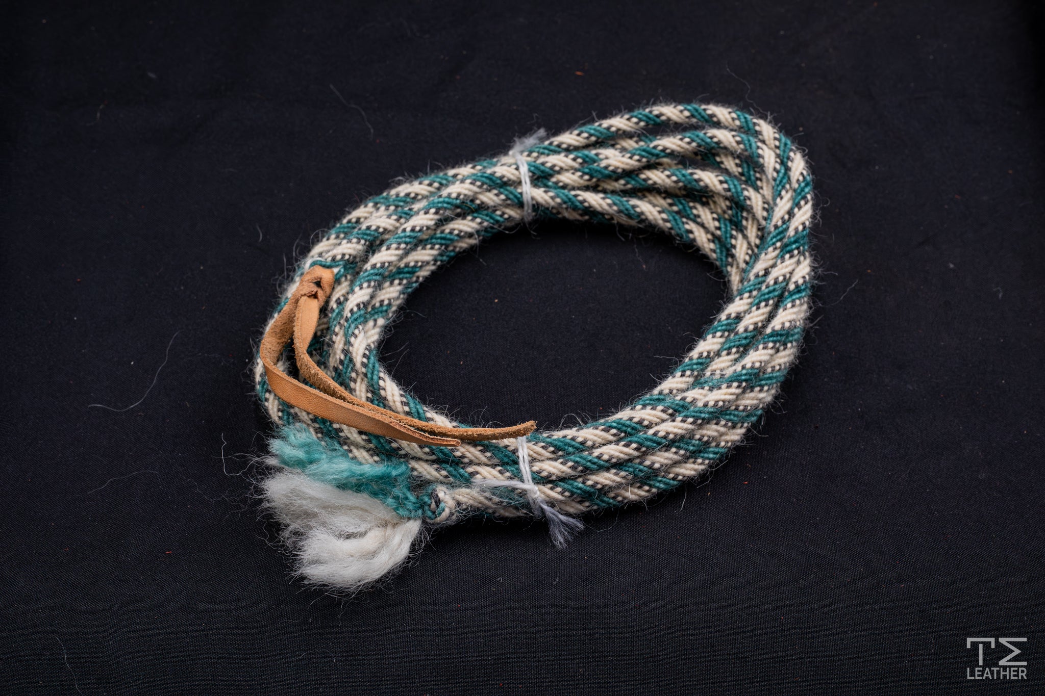 1/4" Teal, White & Grey Mohair Mecate