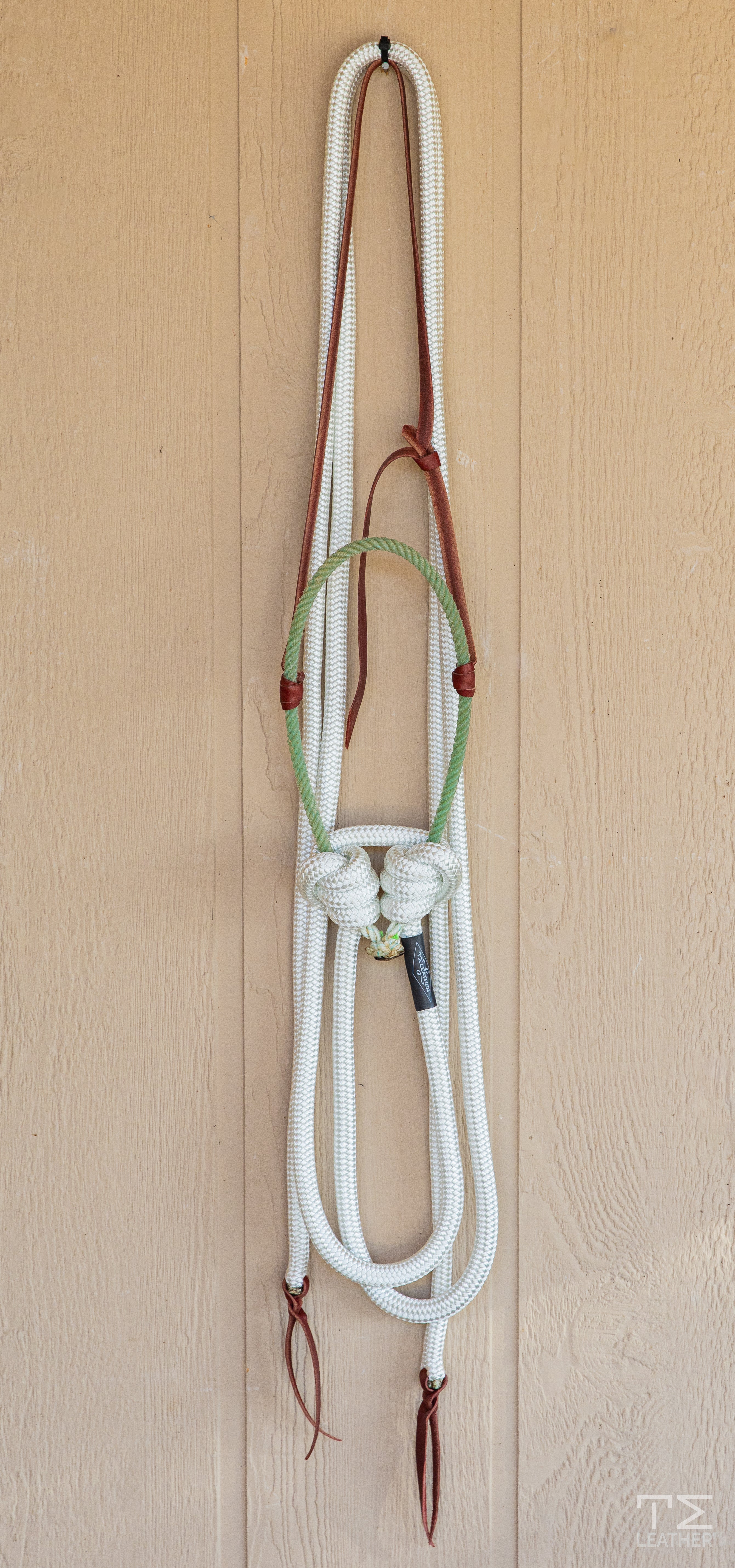 Loping Hackamore SeaFoam Green & 5/8" White Split Reins