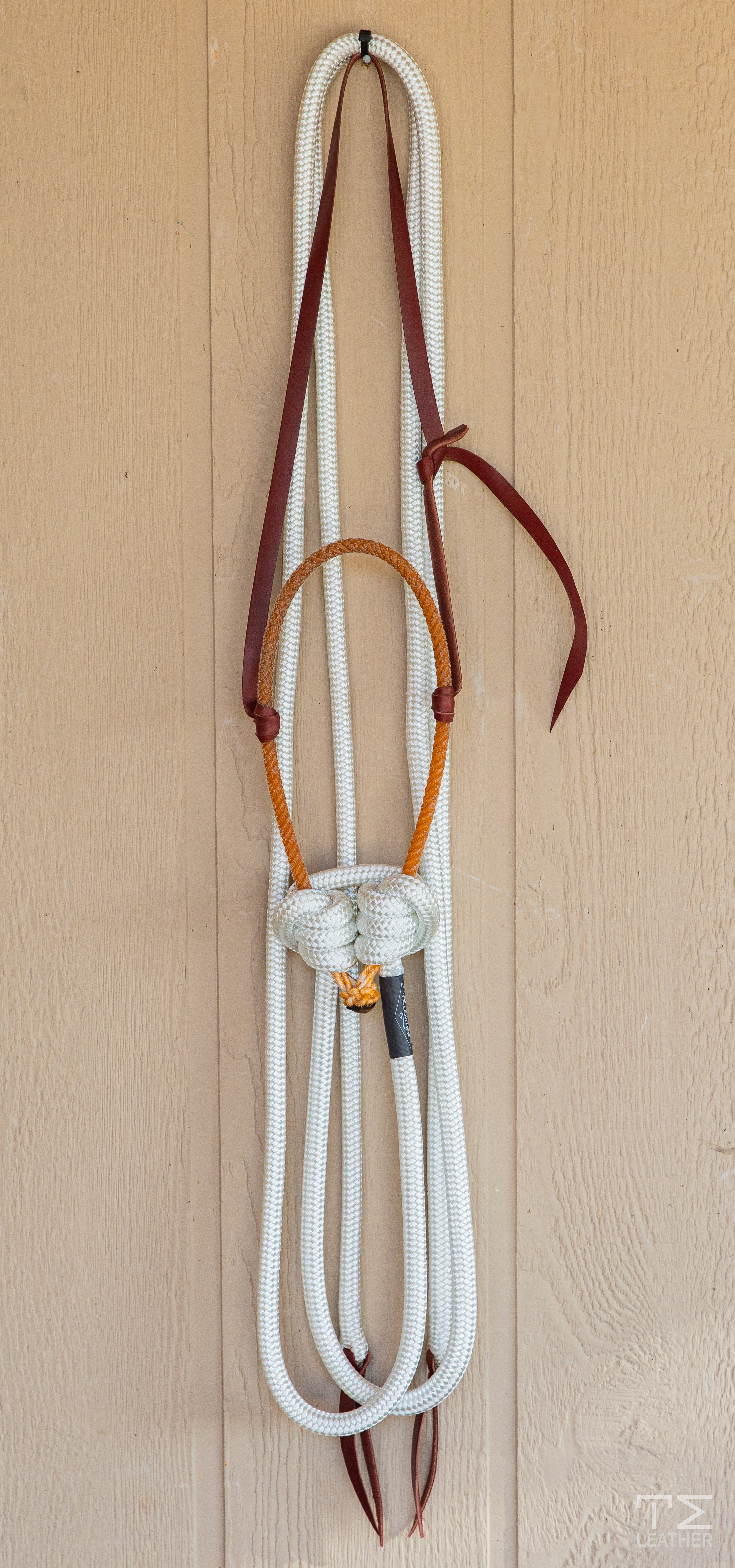 Loping Hackamore Orange & 5/8" White Split Reins