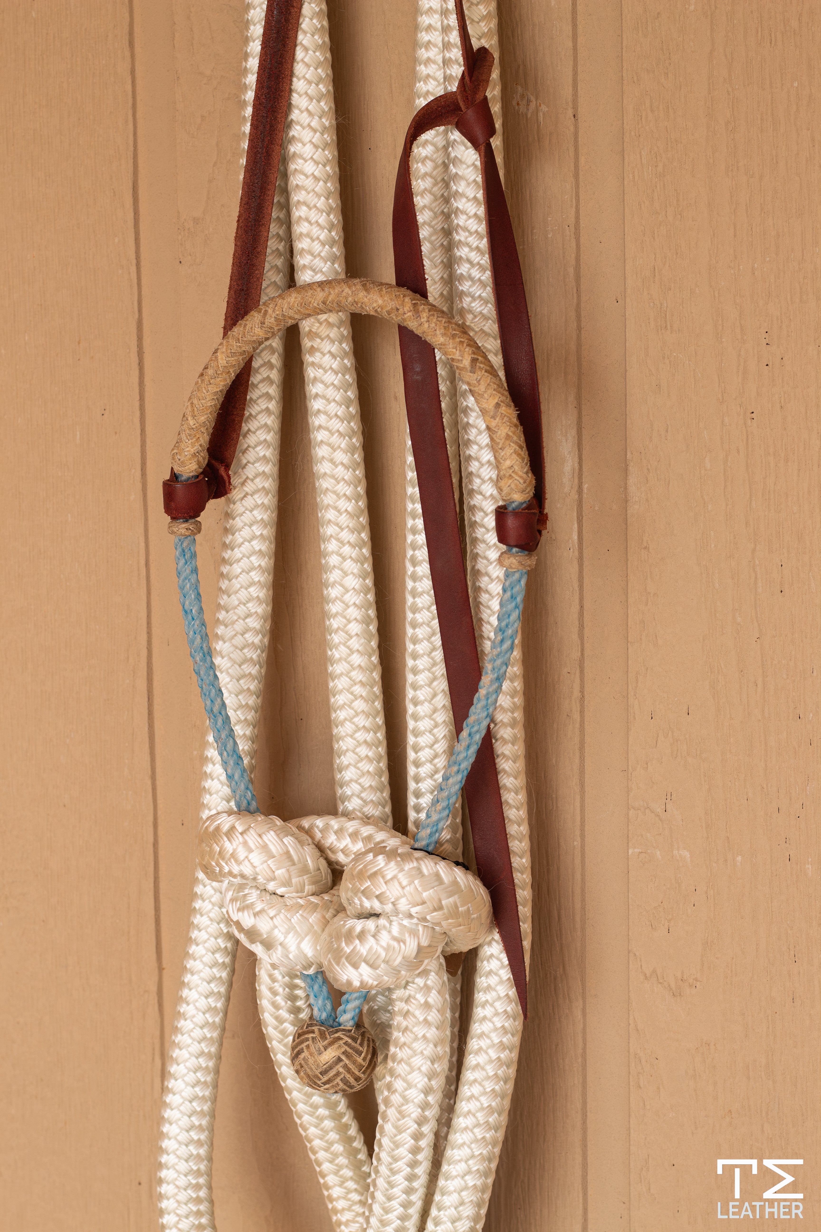 Loping Hackamore Rawhide Covered Blue Nose w/ White Split Reins