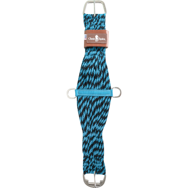 Classic Equine Black and Teal Mohair Roper Cinch