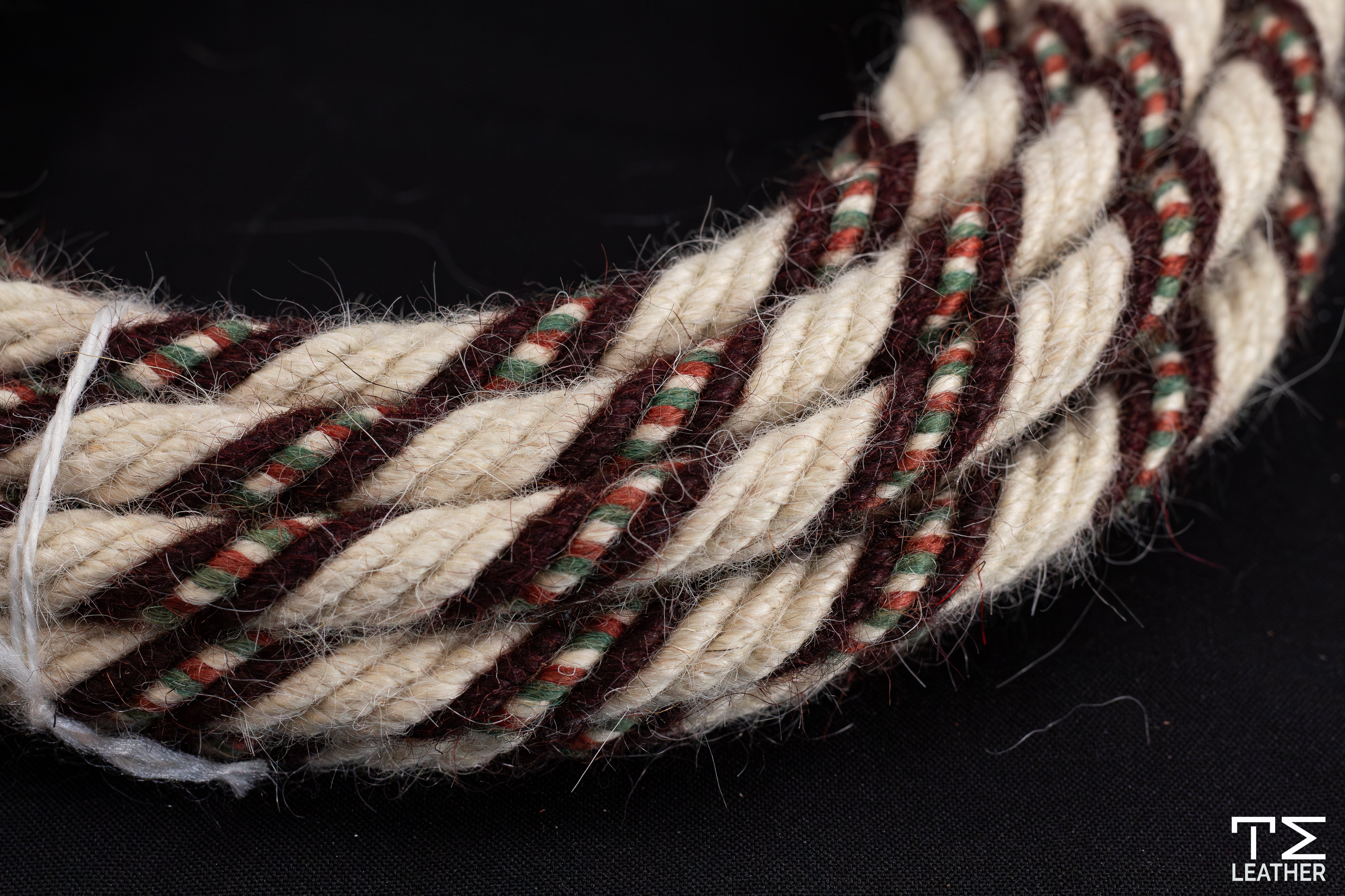 5/8" White & Brown w/ Green & Rust Accents Mohair Mecate