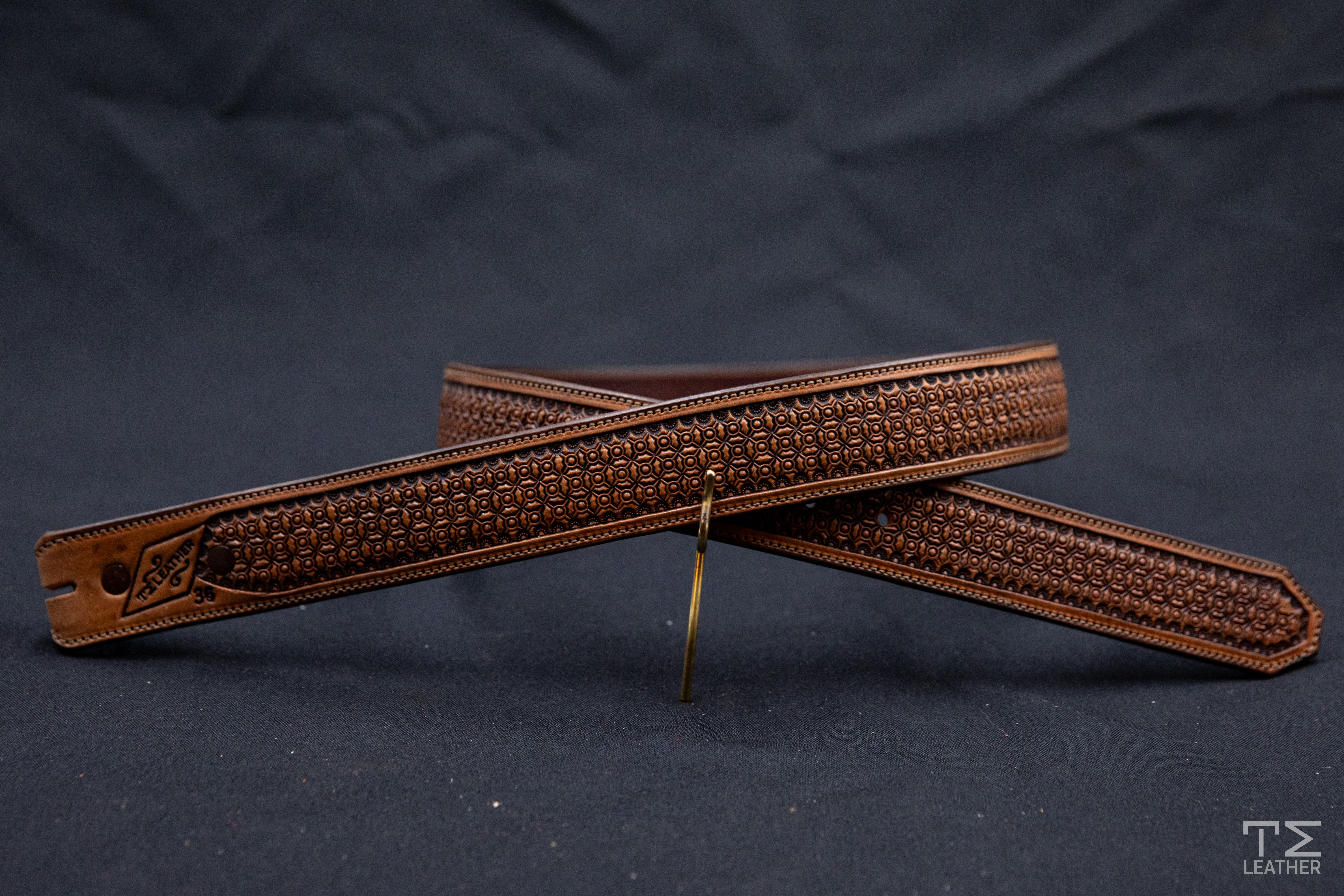 Medium Brown & Chocolate Ancient Ellipsis Geometric Belt