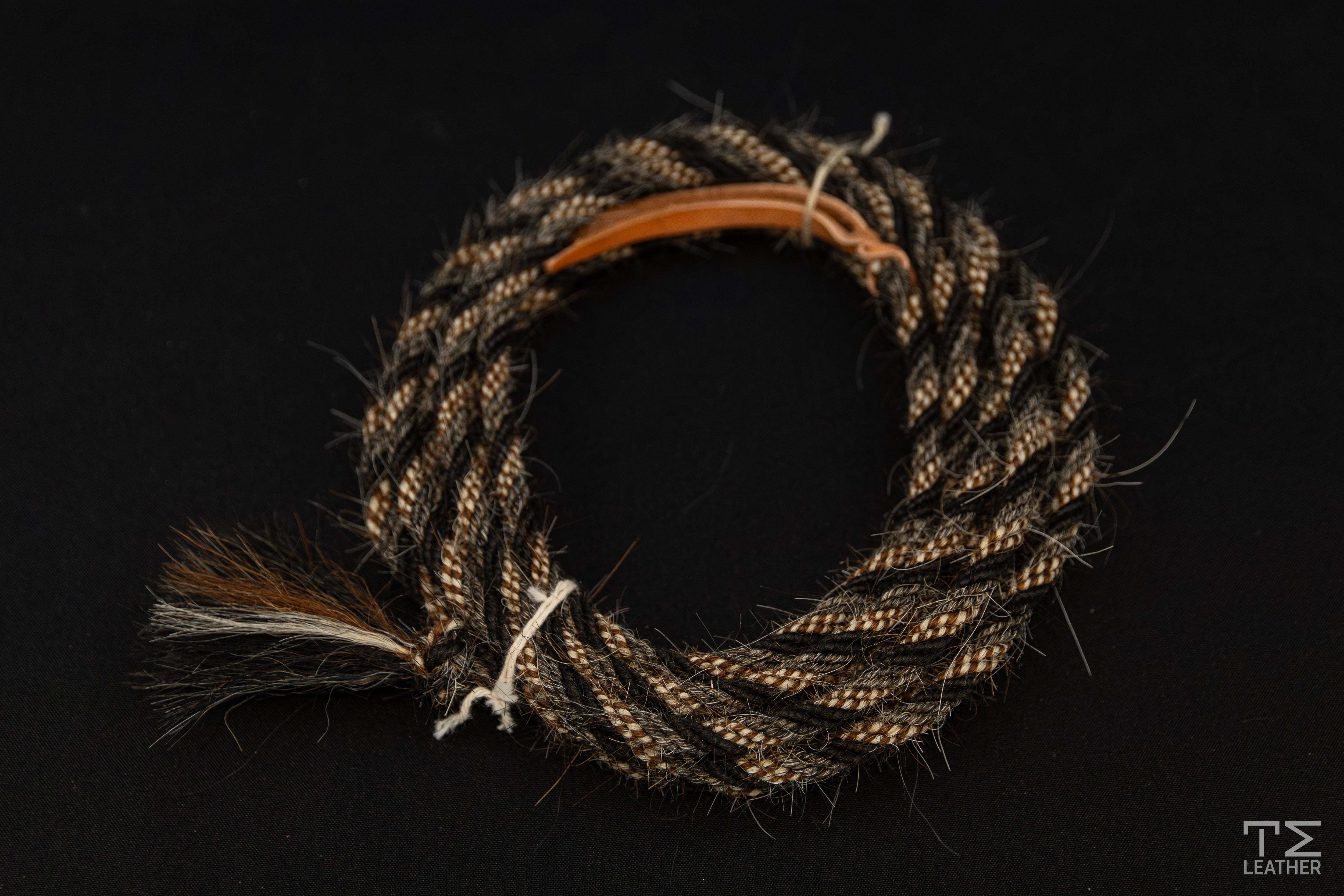 3/8" Black, Light Brown & Grey Horsehair Mecate