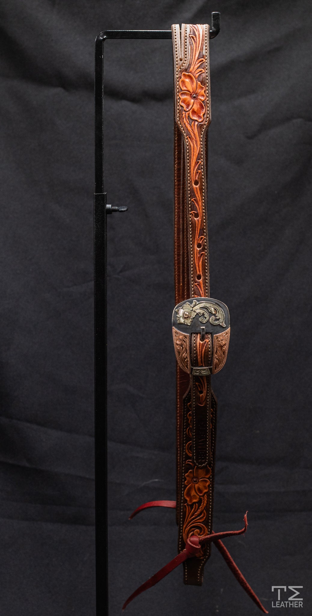 Slit Ear Brown & Light Brown Floral w/ Rounded Square Mixed Metal Hardware with Copper Accents