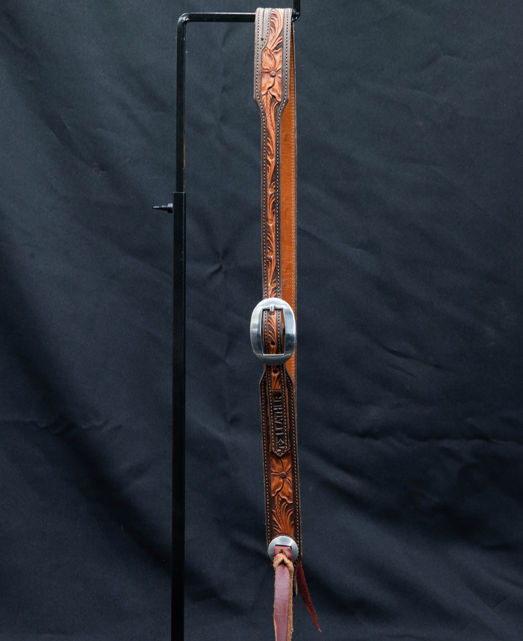 Slit Ear Chocolate & Brown Floral w/ Plain Buckle & Conchos