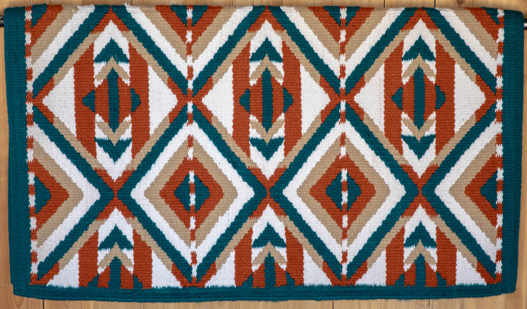 Teal, Rust, Tan w/ White Accents Flat Show Blankets