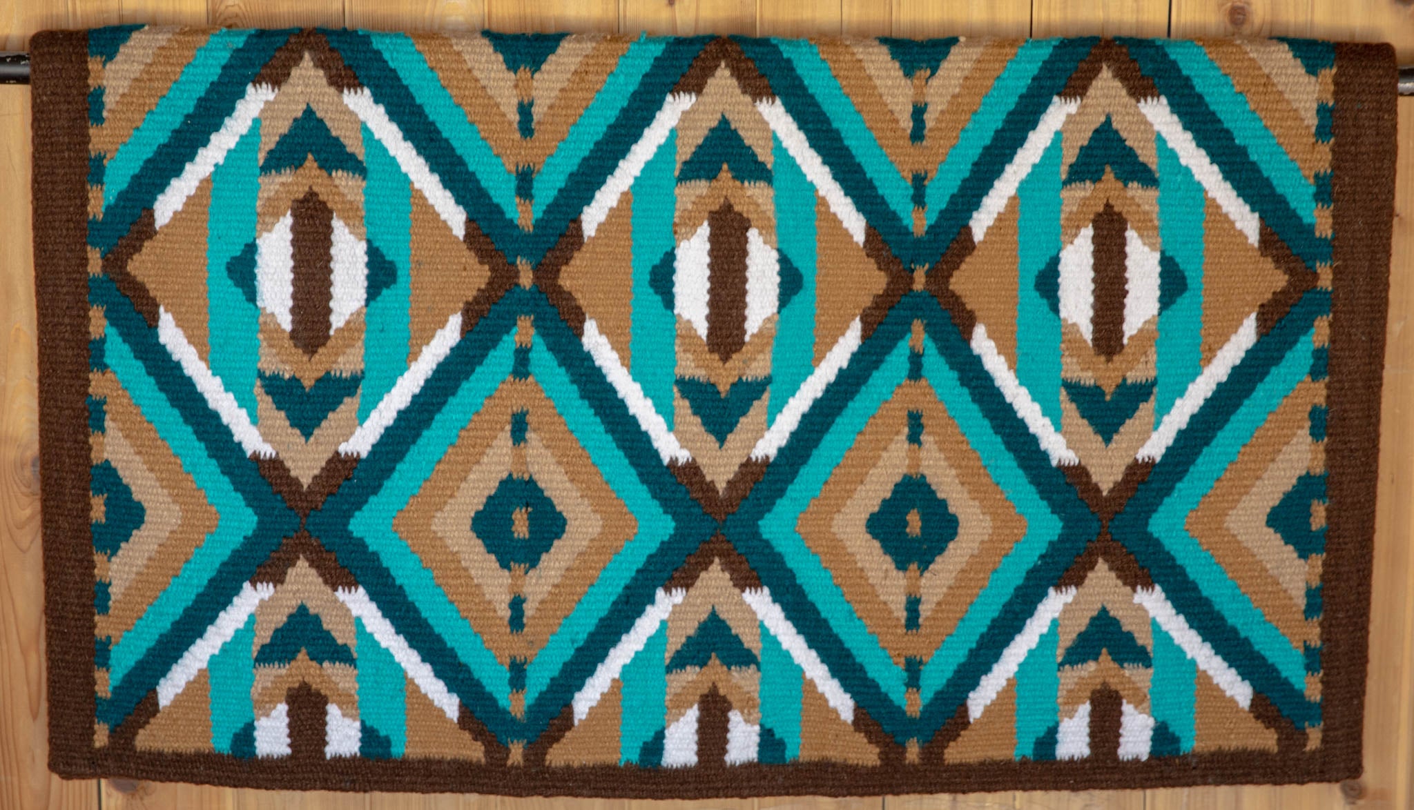 Brown, Tan, Dark & Light Teal w/ White Accents Flat Show Blanket